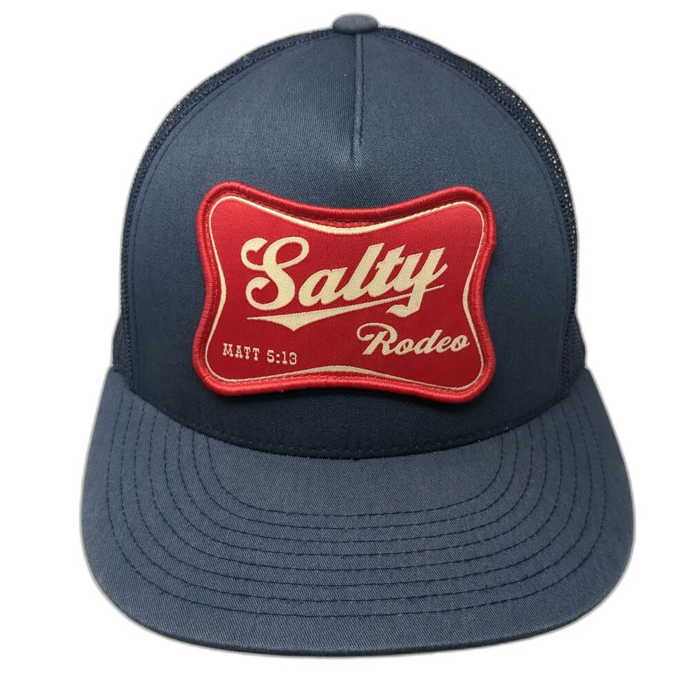 Yupoong Trucker Hat Blue Red White One Size Salty Rodeo Matthew 5:13 Snapback